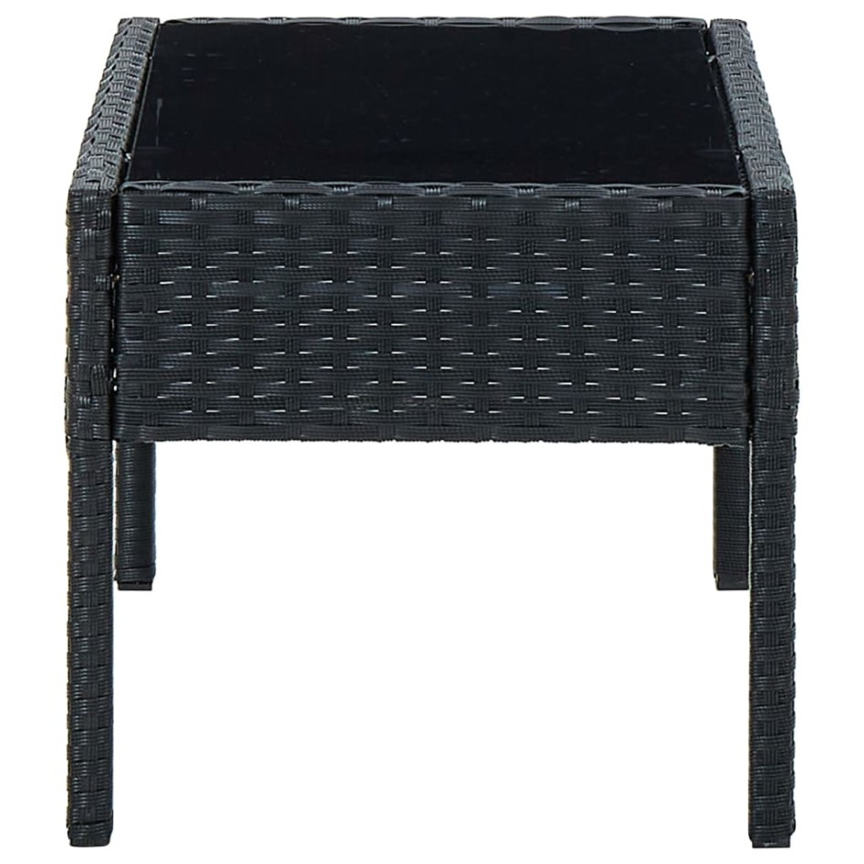 Mesa de jardín ratán sintético negro 75x40x37