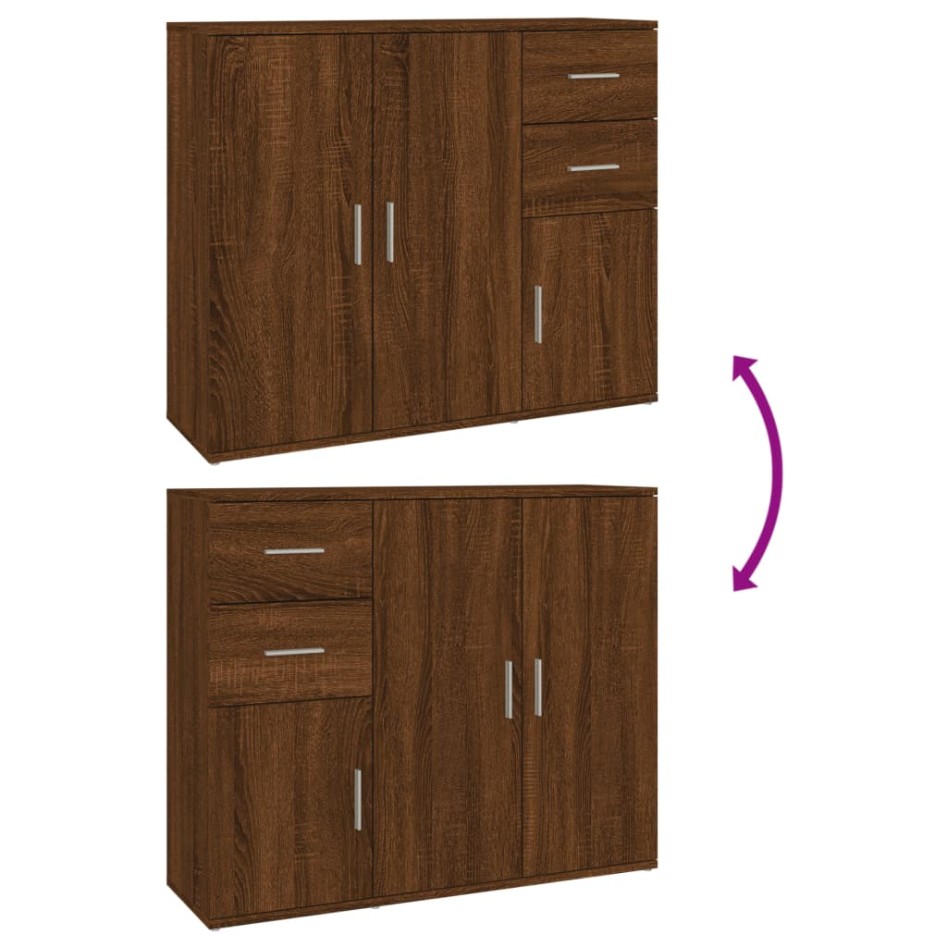 Aparador madera contrachapada roble marrón 91x29,5x75