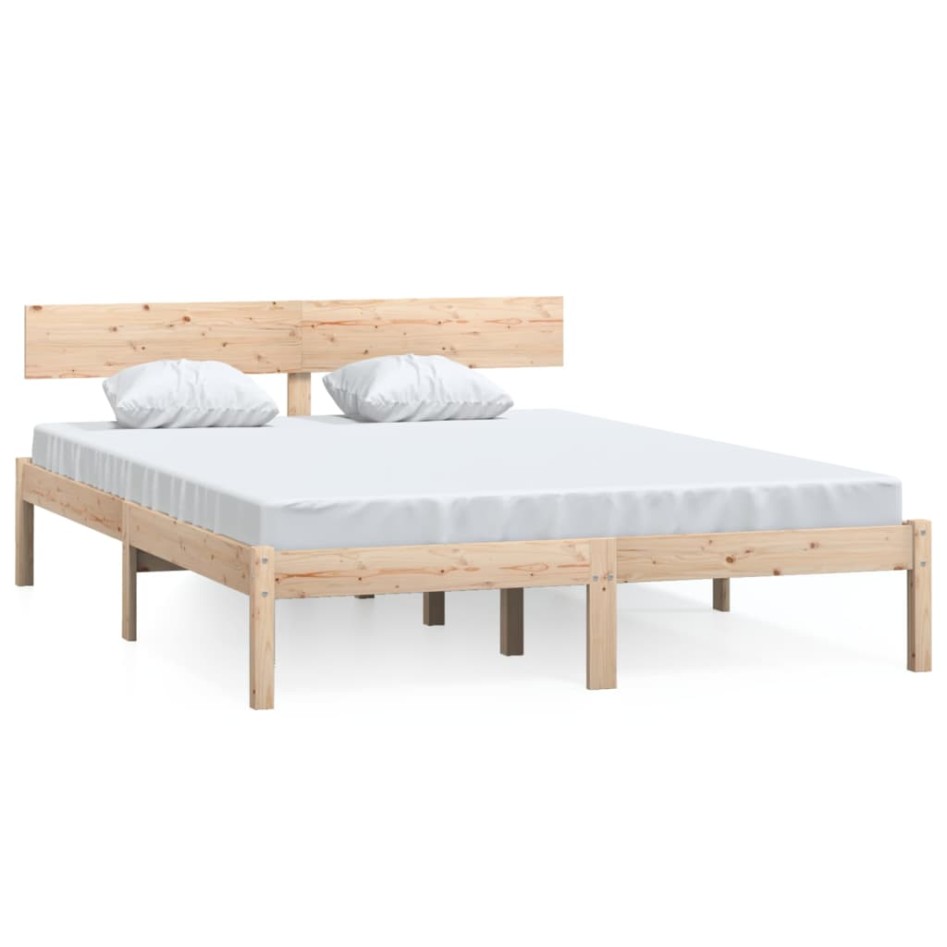 Estructura de cama sin colchón madera maciza 140x190
