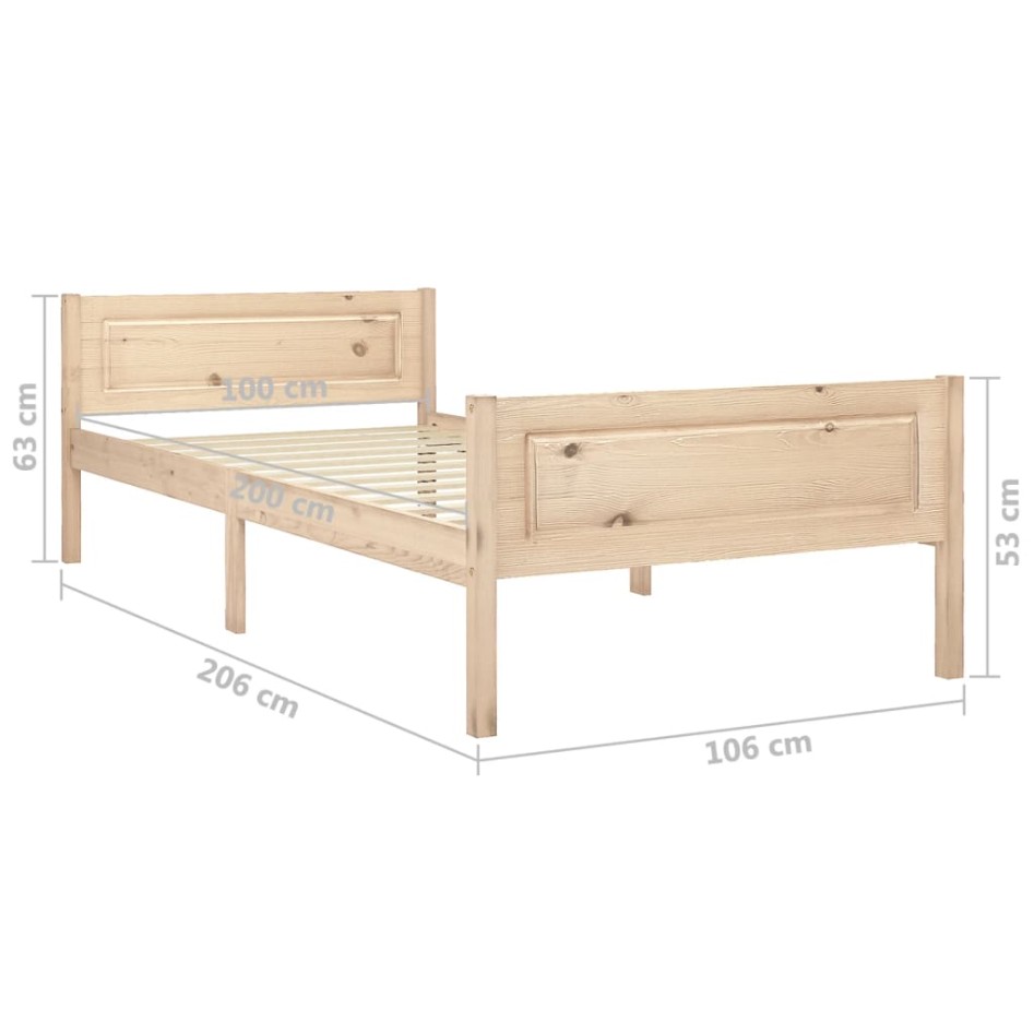 Estructura de cama sin colchón madera maciza de pino 100x200