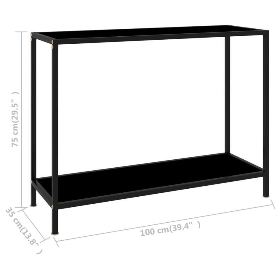 Mesa de consola negro vidrio templado 100x35x75