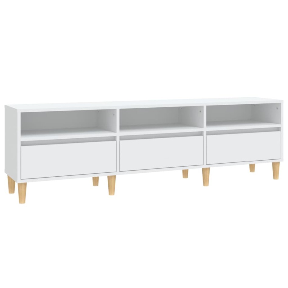Mueble de TV madera contrachapada blanco 150x30x44,5