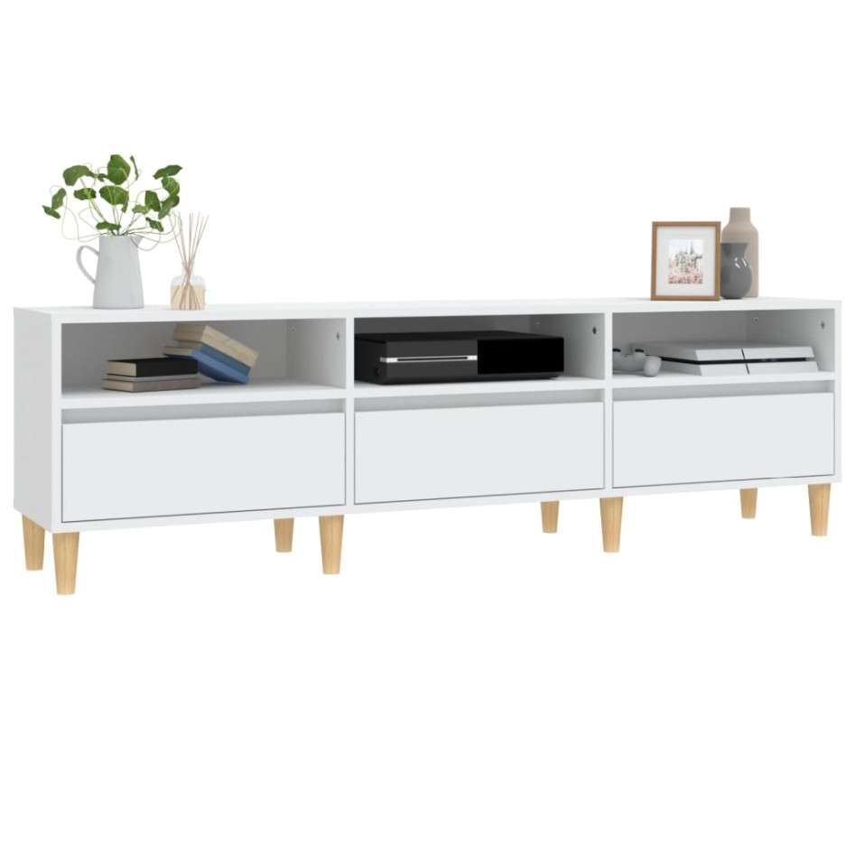 Mueble de TV madera contrachapada blanco 150x30x44,5