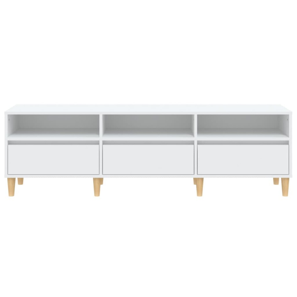 Mueble de TV madera contrachapada blanco 150x30x44,5