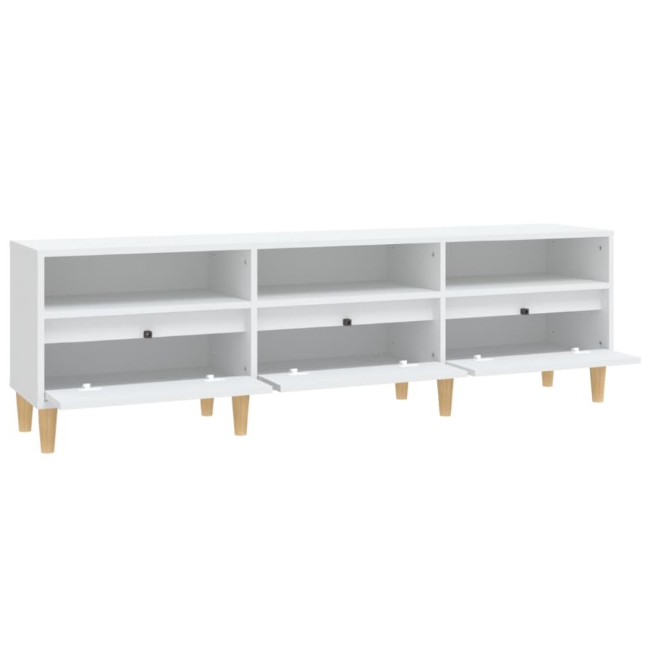 Mueble de TV madera contrachapada blanco 150x30x44,5