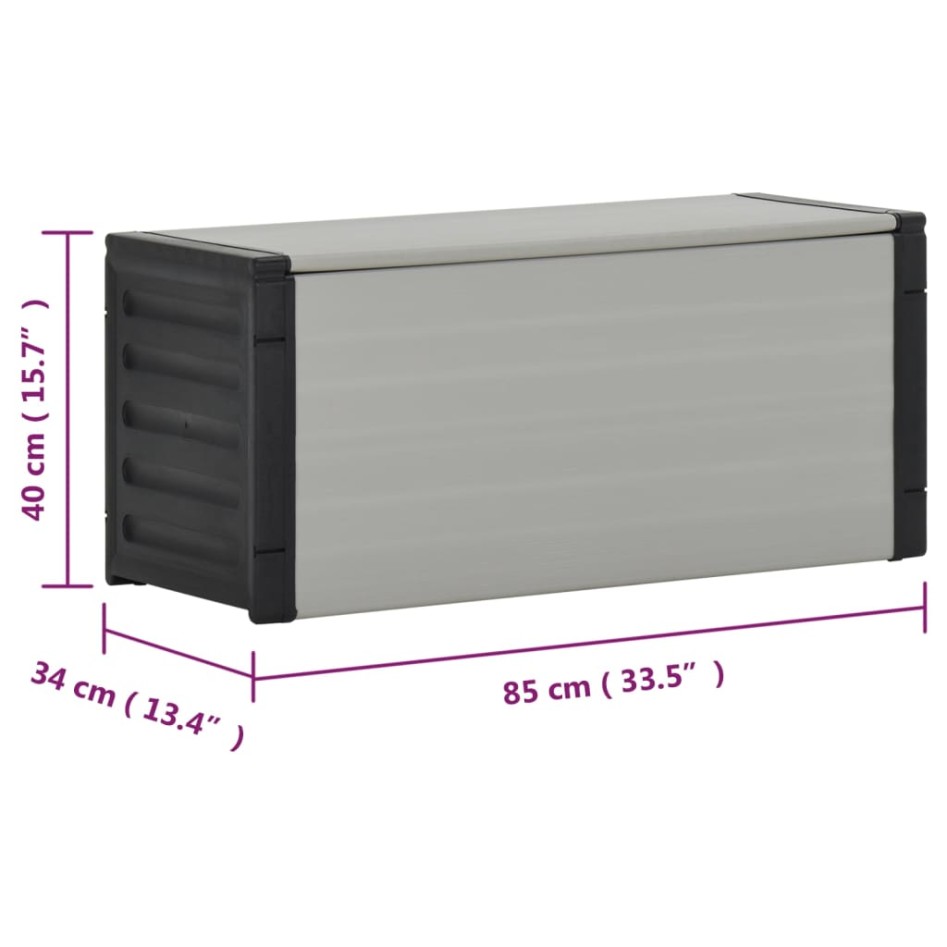 Baúl para desechos de jardín gris 85x34x40