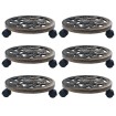 Soporte con ruedas de plantas 6 uds plástico color bronce 30 cm