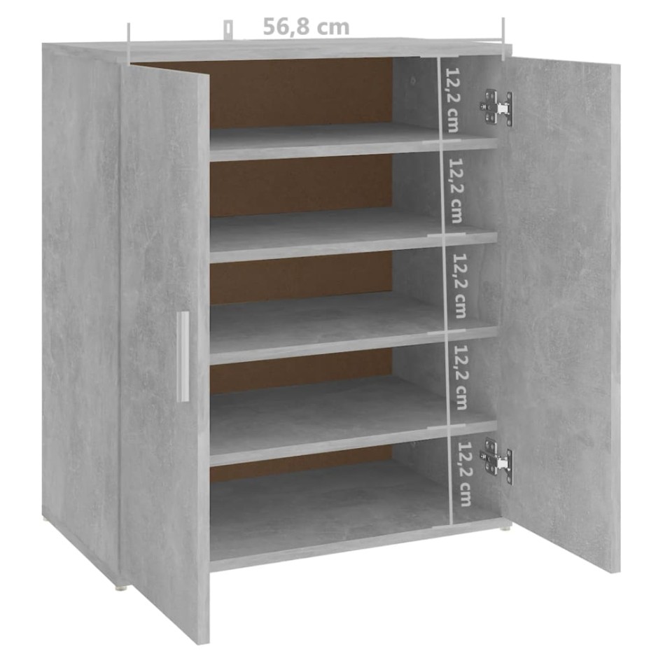 Mueble zapatero madera de ingeniería gris hormigón 60x35x70