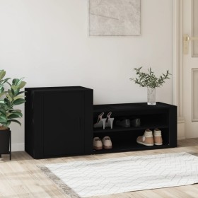 Mueble zapatero madera contrachapada negro 130x35x54