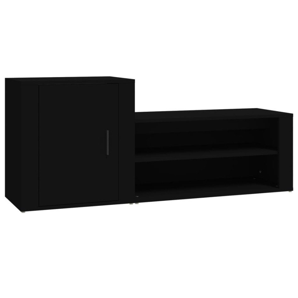 Mueble zapatero madera contrachapada negro 130x35x54