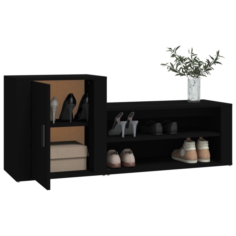 Mueble zapatero madera contrachapada negro 130x35x54