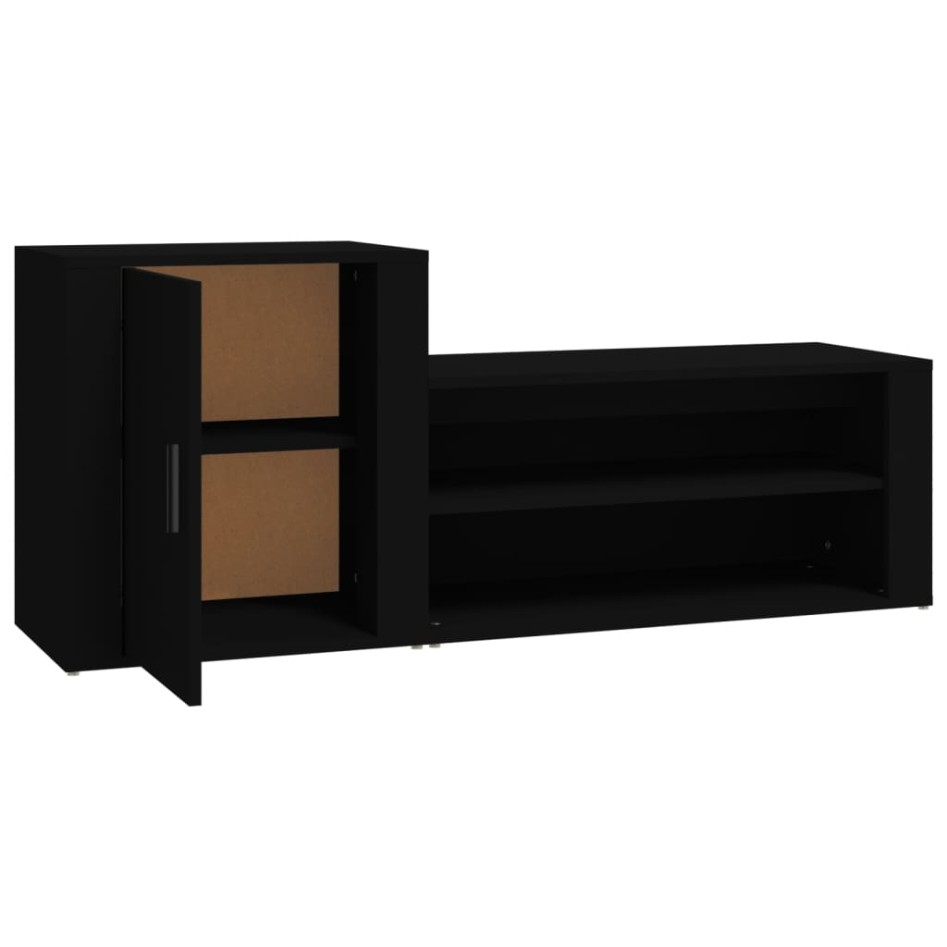 Mueble zapatero madera contrachapada negro 130x35x54