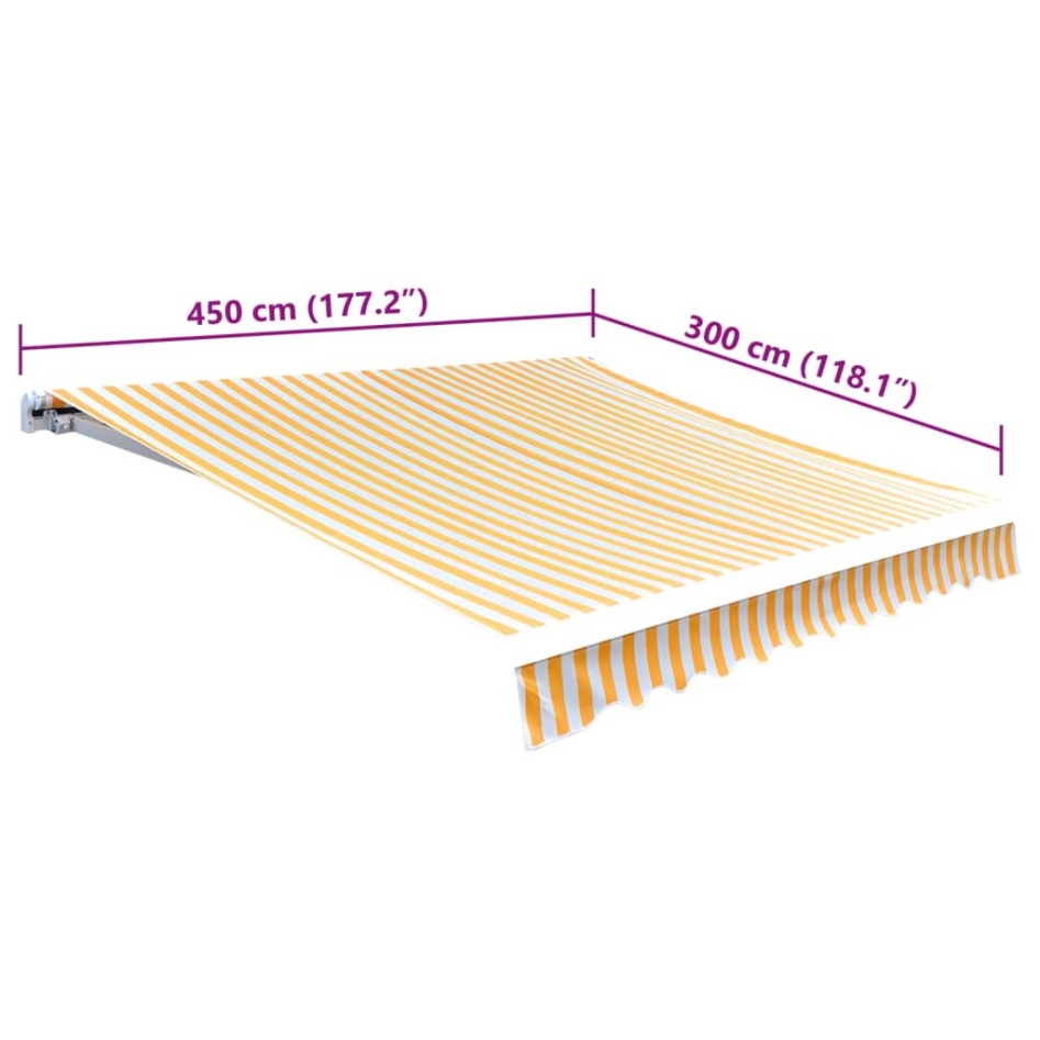 Toldo de lona naranja y blanco 450x300