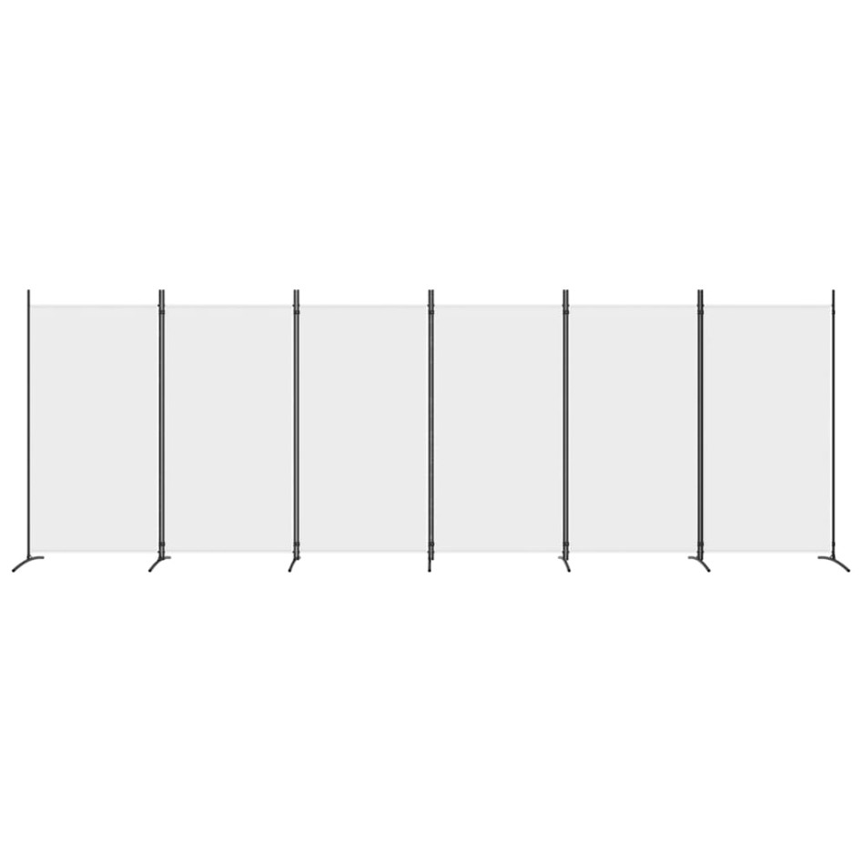 Biombo divisor de 6 paneles de tela blanco 520x180