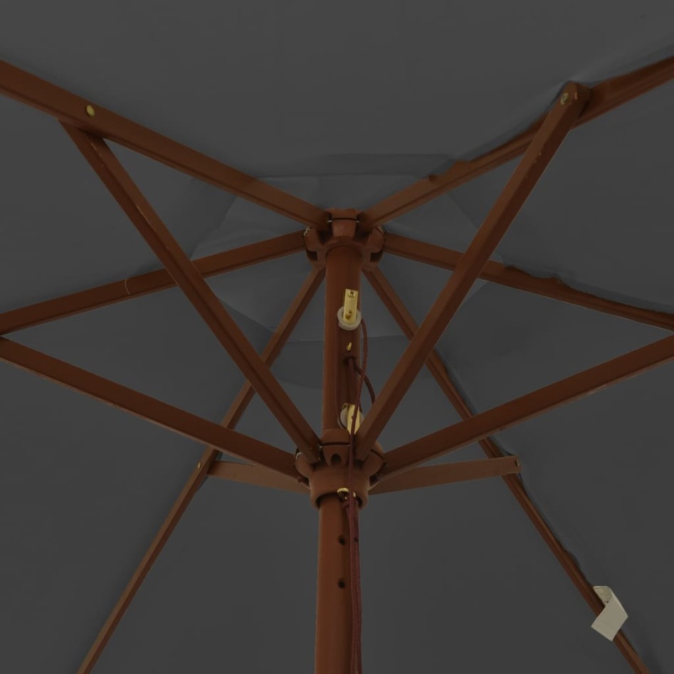 Sombrilla jardín con poste de madera gris antracita 196x231