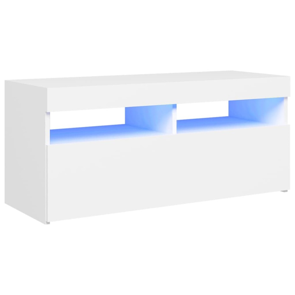Mueble de TV con luces LED blanco 90x35x40