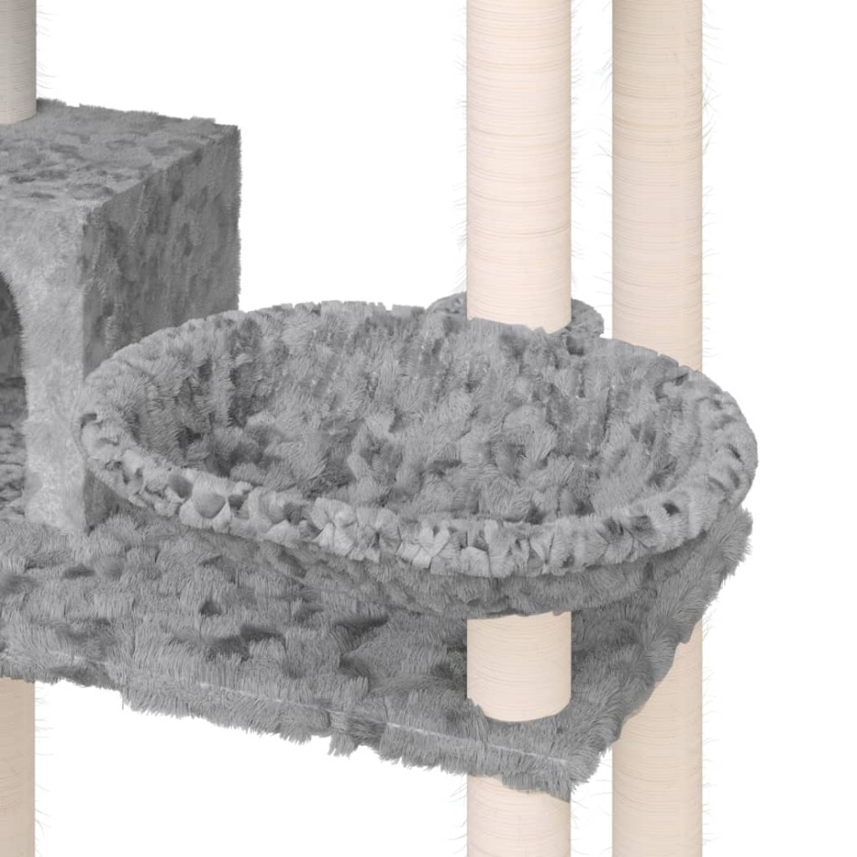 Rascador para gatos con postes de sisal gris claro 131