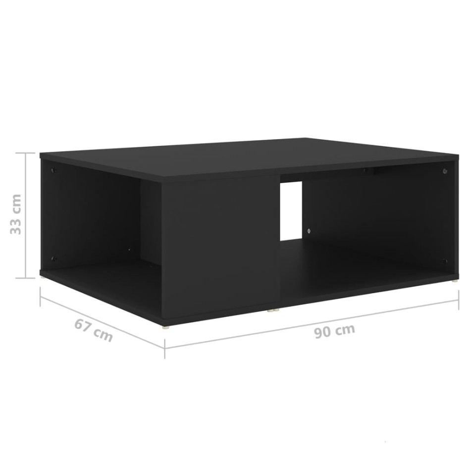 Mesa de centro madera contrachapada negro 90x67x33