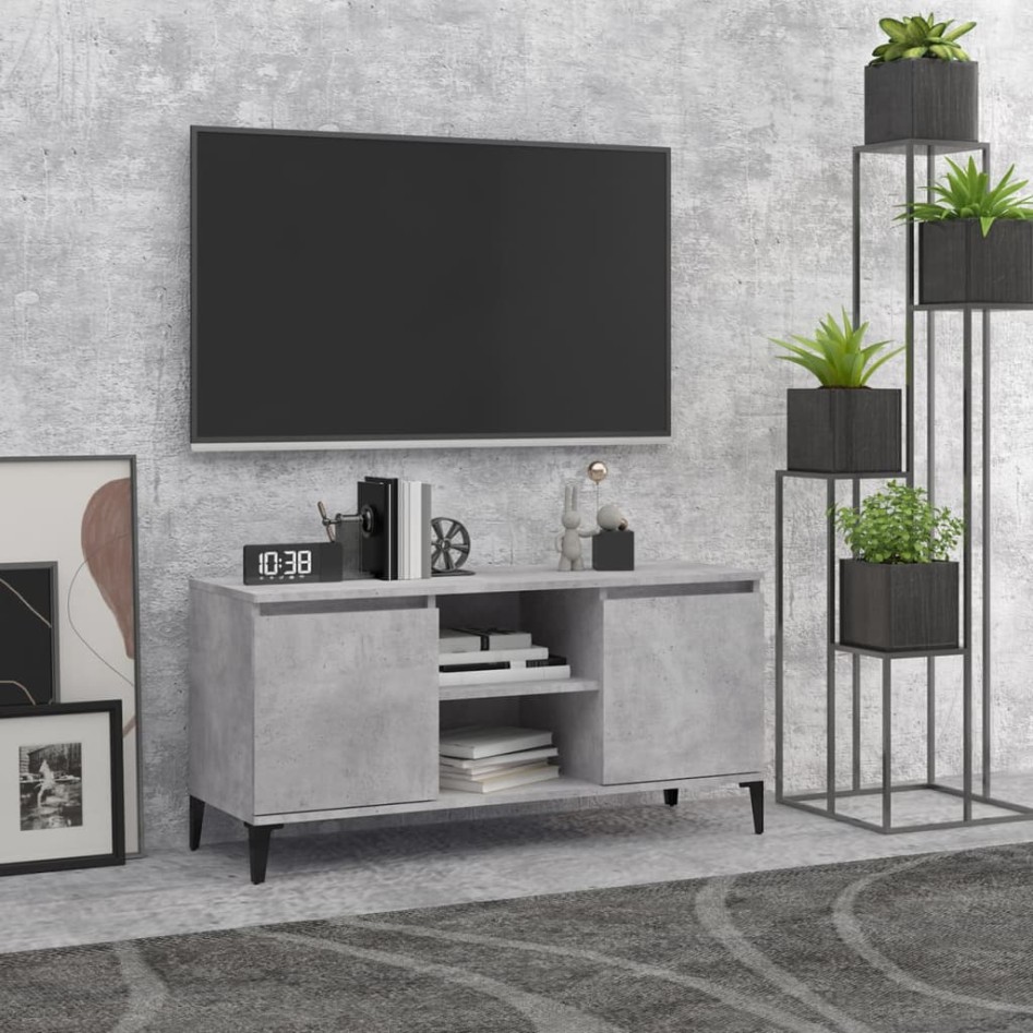 Mueble de TV con patas metal gris hormigón 103,5x35x50