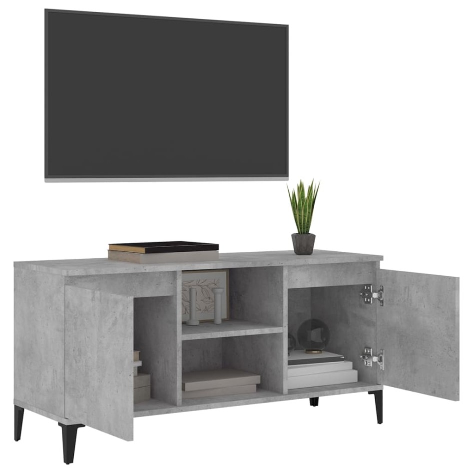 Mueble de TV con patas metal gris hormigón 103,5x35x50
