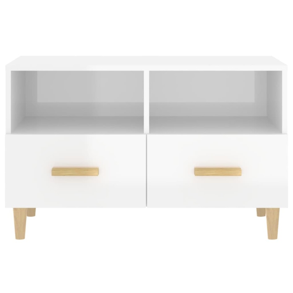 Mueble de TV madera contrachapada blanco brillo 80x36x50