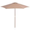 Sombrilla de jardín con palo de madera gris taupe 270 cm