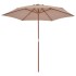 Sombrilla de jardín con palo de madera gris taupe 270