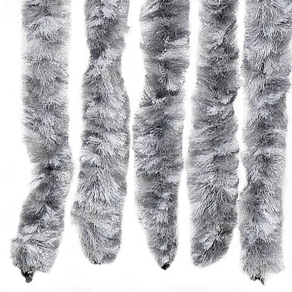 Cortina mosquitera de chenilla blanca y gris 90x220