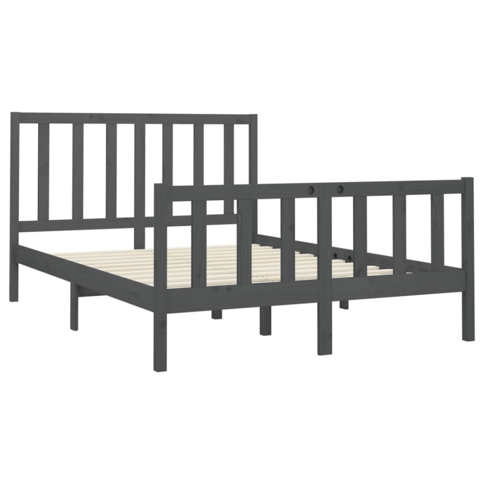 Estructura de cama madera maciza de pino gris 150x200