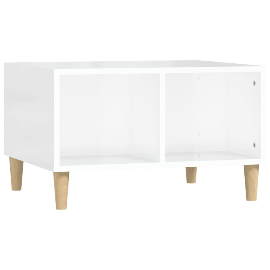 Mesa de centro madera contrachapada blanco brillo 60x50x36,5