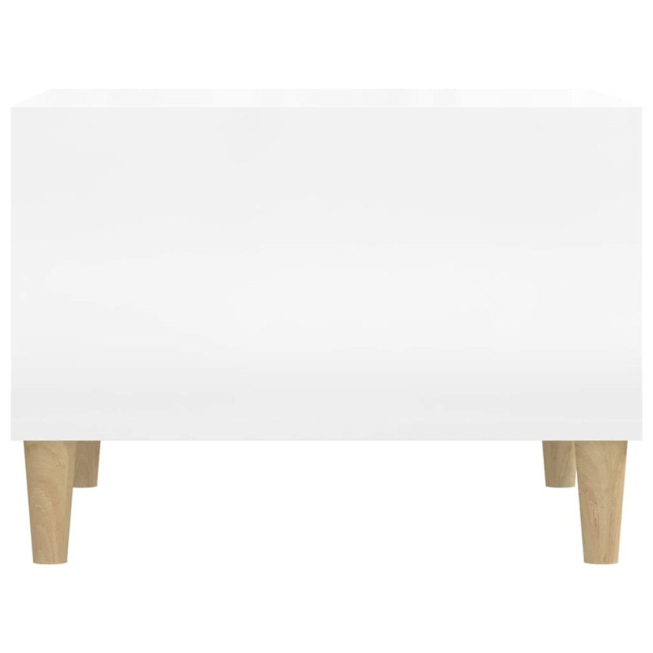 Mesa de centro madera contrachapada blanco brillo 60x50x36,5