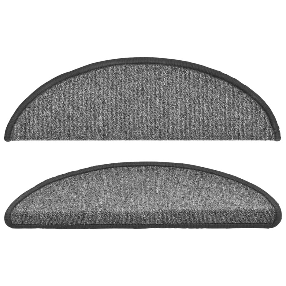 Alfombrillas de escalera 15 unidades gris oscuro 56x17x3