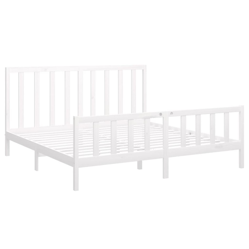 Estructura de cama madera maciza blanco Super King 180x200