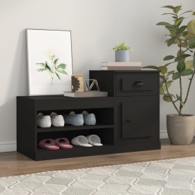 Mueble zapatero madera contrachapada negro 100x42x60
