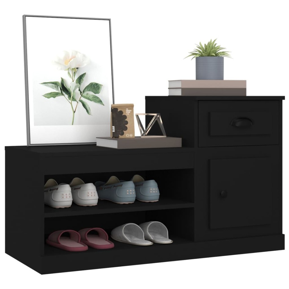 Mueble zapatero madera contrachapada negro 100x42x60