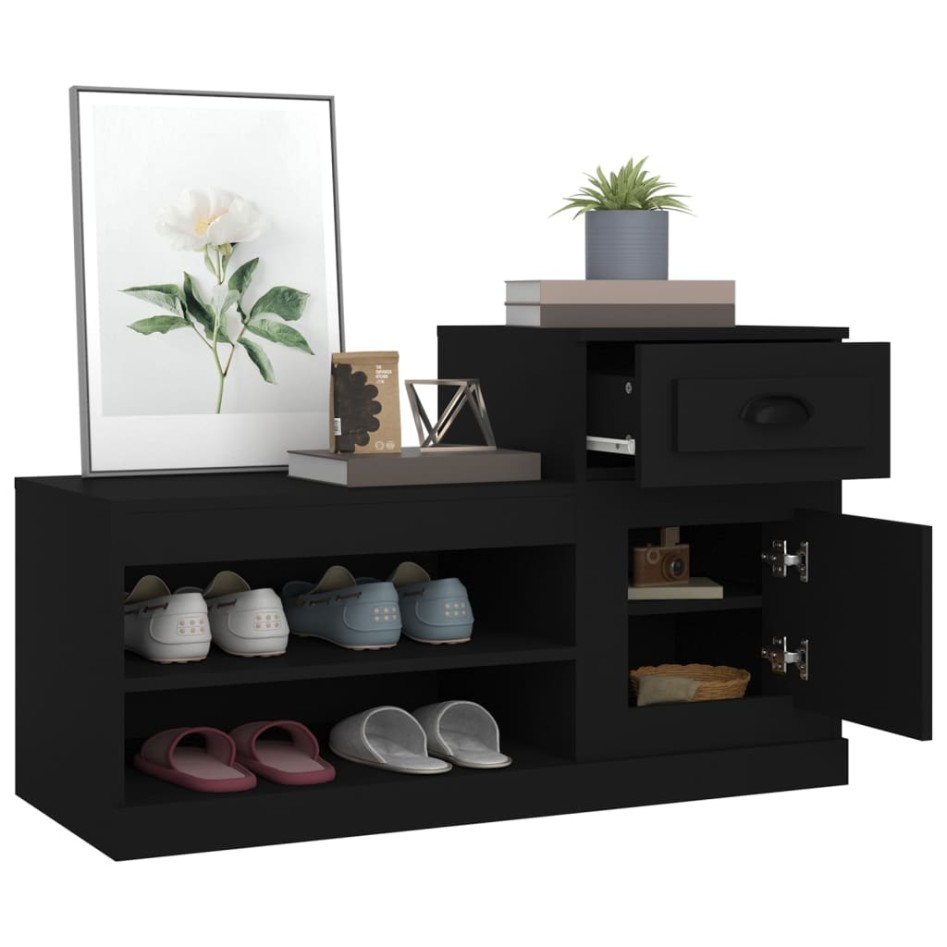 Mueble zapatero madera contrachapada negro 100x42x60