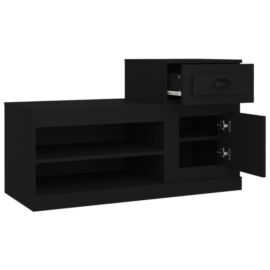 Mueble zapatero madera contrachapada negro 100x42x60