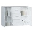 Aparador de madera contrachapada blanco brillante 91x29,5x65