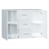 Aparador de madera contrachapada blanco brillante 91x29,5x65
