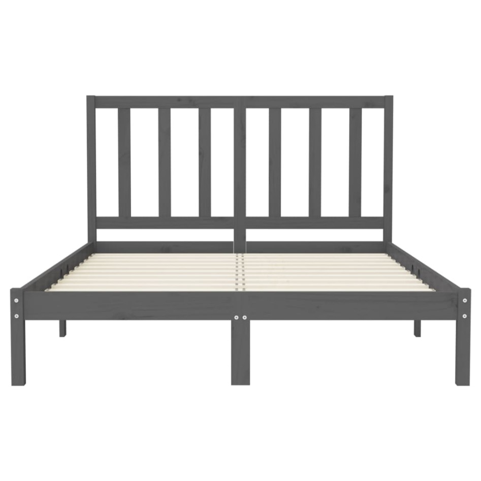 Estructura de cama de madera maciza gris 120x200
