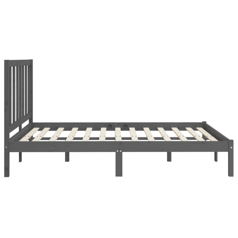 Estructura de cama de madera maciza gris 120x200