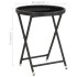 Mesa de centro ratán sintético y vidrio templado negro 60