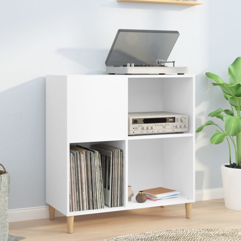 Mueble para discos madera contrachapada blanco 84,5x38x89