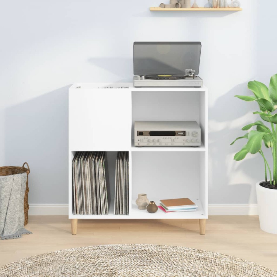 Mueble para discos madera contrachapada blanco 84,5x38x89
