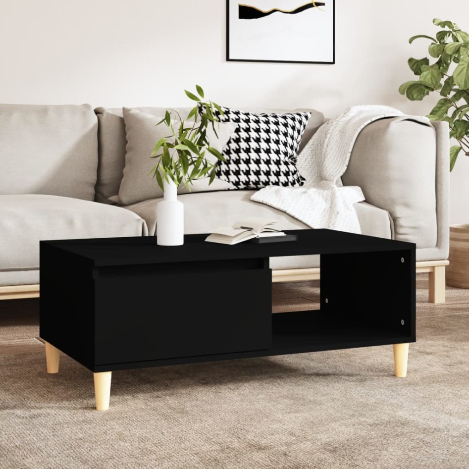 Mesa de centro madera contrachapada negro 90x50x36,5