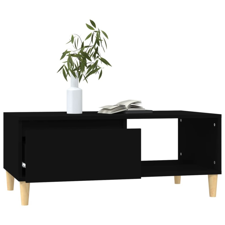 Mesa de centro madera contrachapada negro 90x50x36,5