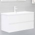 Mueble de lavabo madera ingeniería blanco brillo 90x38,5x45