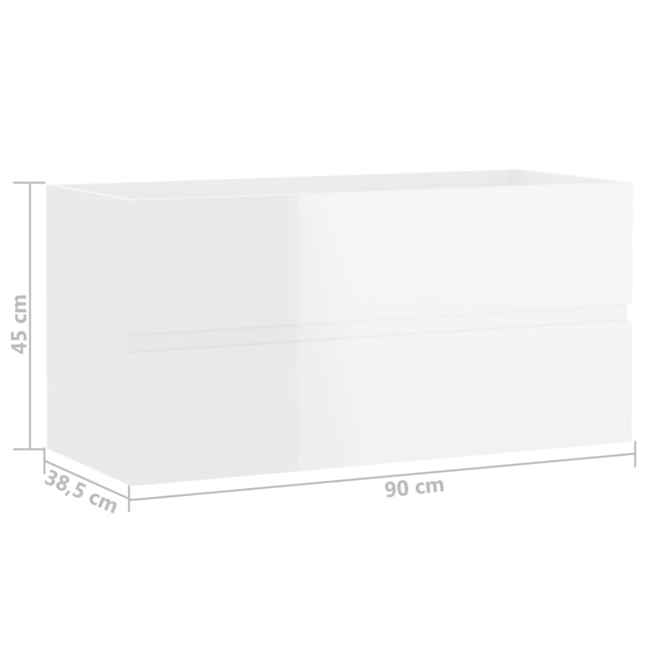 Mueble de lavabo madera ingeniería blanco brillo 90x38,5x45