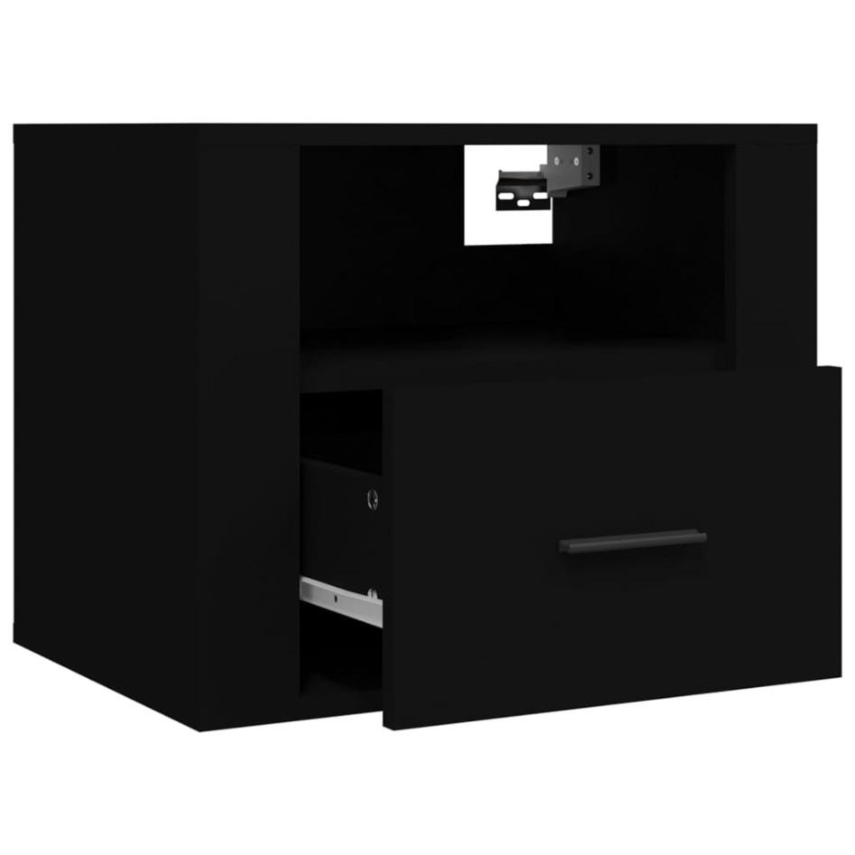 Mesitas de noche de pared 2 uds negro 50x36x40