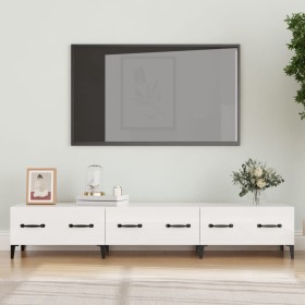 Mueble de TV madera contrachapada blanco brillo 150x34,5x30
